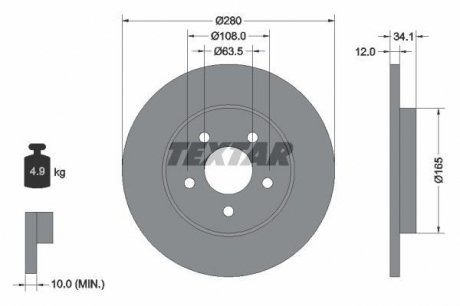 Гальмівний диск TEXTAR 92109703