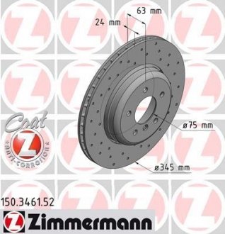 Гальмівний диск ZIMMERMANN 150.3461.52 (фото 1)
