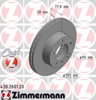 Гальмівний диск ZIMMERMANN 430.2601.20 (фото 1)