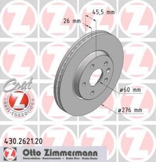 Гальмівний диск ZIMMERMANN 430.2621.20 (фото 1)