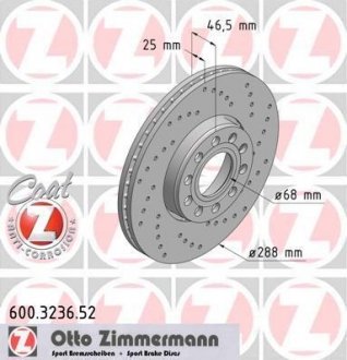 Гальмівний диск ZIMMERMANN 600.3236.52 (фото 1)