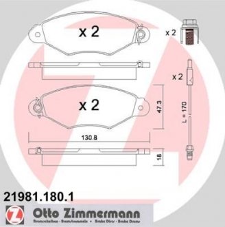 Комплект тормозных колодок, дисковый тормоз ZIMMERMANN 219811801 (фото 1)