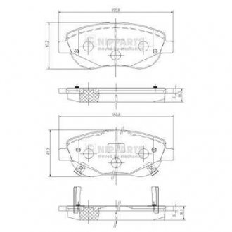 Гальмівні колодки, дискове гальмо (набір) NIPPARTS N3602135