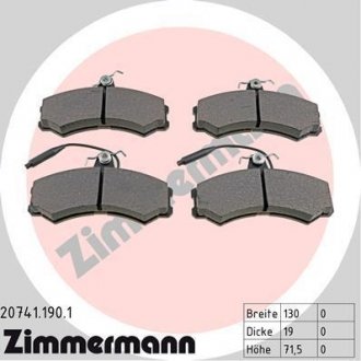 Гальмівні колодки, дискове гальмо (набір) ZIMMERMANN 207411901 (фото 1)