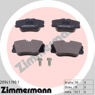 Комплект гальмівних колодок ZIMMERMANN 209411901