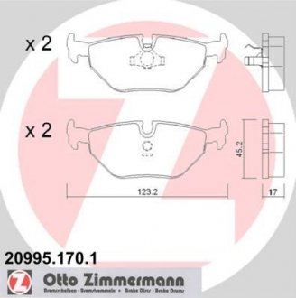 Комплект гальмівних колодок ZIMMERMANN 209951701