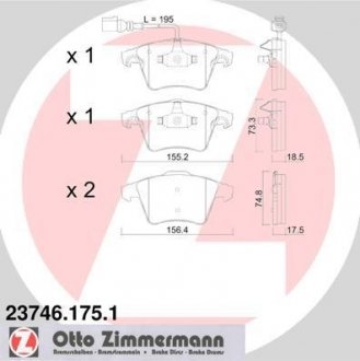 Комплект гальмівних колодок ZIMMERMANN 237461751 (фото 1)
