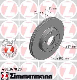 Гальмiвнi диски переднi ZIMMERMANN 400367820 (фото 1)