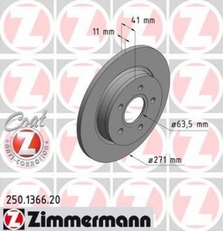 Гальмiвнi диски заднi ZIMMERMANN 250136620