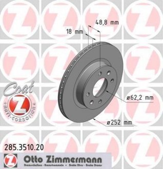 Гальмівний диск ZIMMERMANN 285351020 (фото 1)