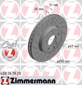 Гальмiвнi диски Coat Z переднi ZIMMERMANN 400367920 (фото 1)