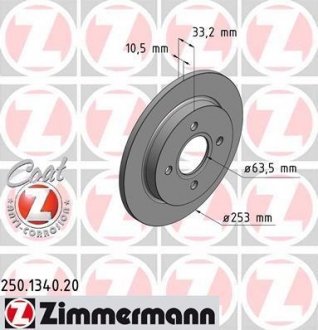 Гальмівний диск ZIMMERMANN 250134020
