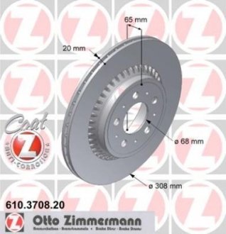 Тормозной диск ZIMMERMANN 610370820 (фото 1)