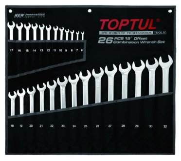 Набір ключів ріжково-накидних подовжених 6-32mm (26 одиниць) TOPTUL GPAA2602 (фото 1)