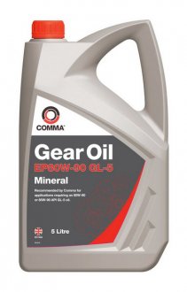 Олива трансмісійна мінеральна COMMA GEAR OIL EP80W90 GL5 5L