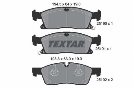 Комплект гальмівних колодок TEXTAR 2519002 (фото 1)