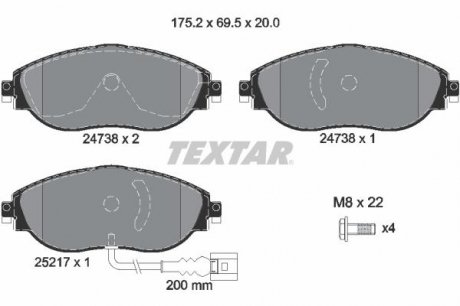 Комплект гальмівних колодок TEXTAR 2473801 (фото 1)