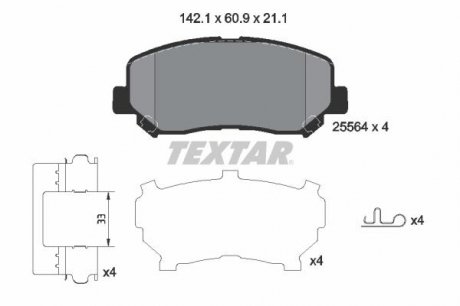 Комплект гальмівних колодок TEXTAR 2556403 (фото 1)