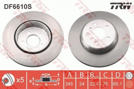 Гальмівний диск TRW DF6610S (фото 1)