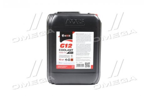 Антифриз RED G12 Сoolant Ready-Mix -36 °C <> (червоний) (Каністра 10кг) AXXIS P999-G12R RDM10 (фото 1)