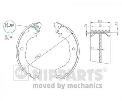 Гальмiвнi колодки барабаннi NIPPARTS N3505049