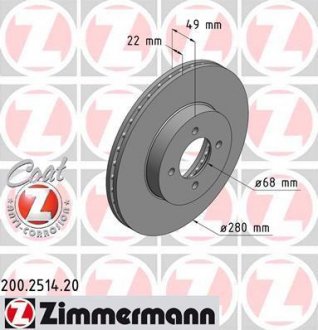 Гальмівний диск ZIMMERMANN 200251420 (фото 1)
