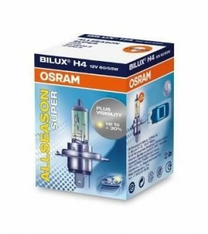 Лампа галогенная ALLSEASON SUPER H4 12V 60/55W ALS P43t OSRAM 4050300435978 (фото 1)