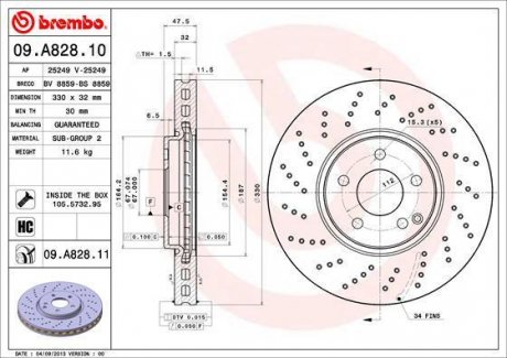 Гальмівний диск вентильований BREMBO 09.A828.11