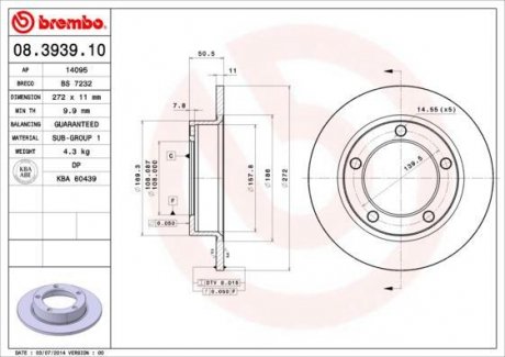Тормозной диск BREMBO 08.3939.10 (фото 1)