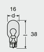 Лампа накаливания ЖЕЛТЫЙ СВЕТ WY16W 12V 16W W2.1x9.5d 2500K OSRAM 4052899230460 (фото 1)