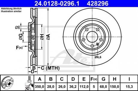 Тормозной диск ATE 24.0128-0296.1 (фото 1)