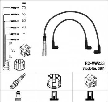 Комплект проводів запалення RC-VW233 NGK 0964
