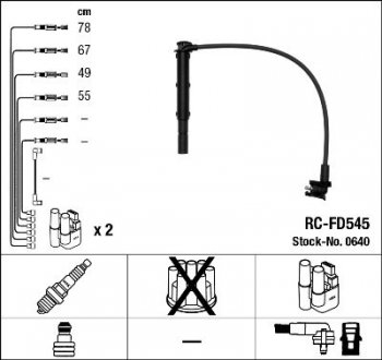 Комплект проводів запалення RC-FD545 NGK 0640