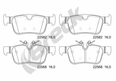 Керамічні гальмівні колодки задн, VOLVO S60 III, S90 II, V60 II, V90 II, XC60 II 2.0-2.0H 03.16- BRECK 22568 00 554 00
