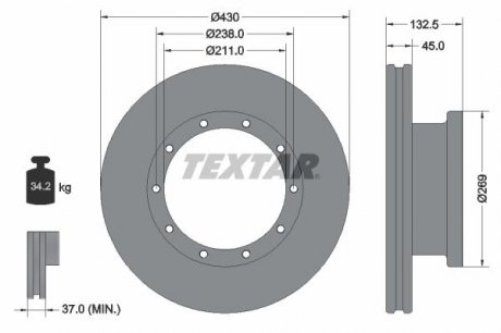 Гальмівний диск TEXTAR 98200 0879 0 1 (фото 1)