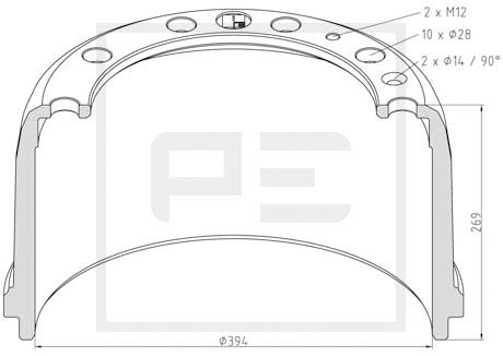 Гальмівний барабан PETERS PE AUTOMOTIVE 146.069-00