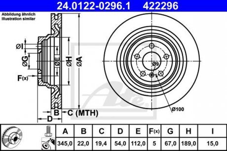 Тормозной диск ATE 24.0122-0296.1 (фото 1)