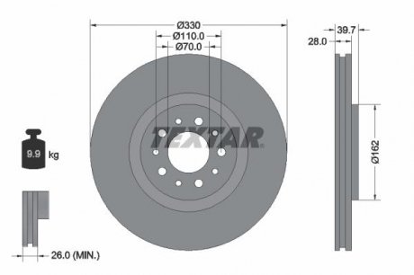 Гальмівний диск TEXTAR 92145103 (фото 1)