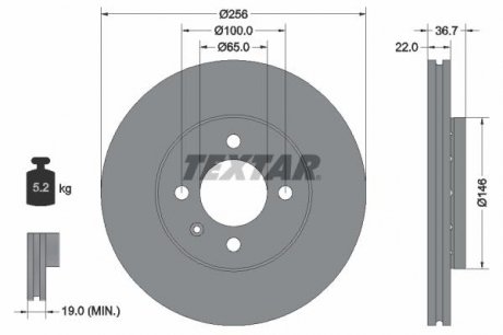 Гальмівний диск TEXTAR 92287003 (фото 1)