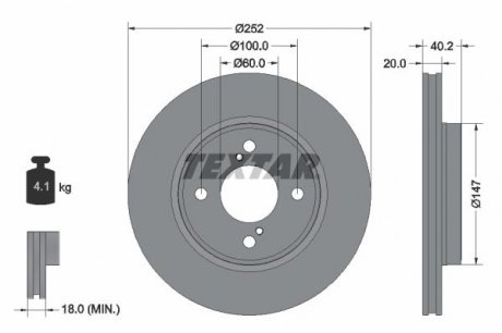 Гальмівний диск TEXTAR 92303703