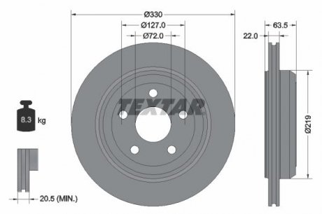 Гальмівний диск TEXTAR 92273403 (фото 1)