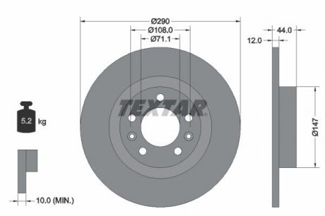 Гальмівний диск TEXTAR 92238003 (фото 1)