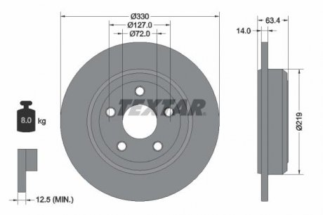 Гальмівний диск TEXTAR 92274703 (фото 1)