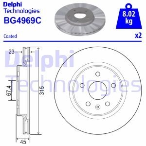 Гальмівний диск Delphi BG4969C