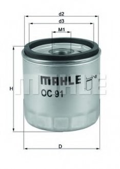 Фільтр оливи MAHLE / KNECHT OC 91D1 (фото 1)