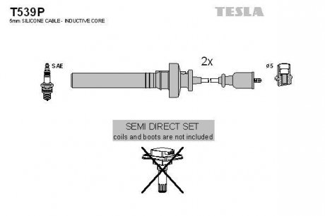 Комплект проводів запалювання TESLA T539P (фото 1)