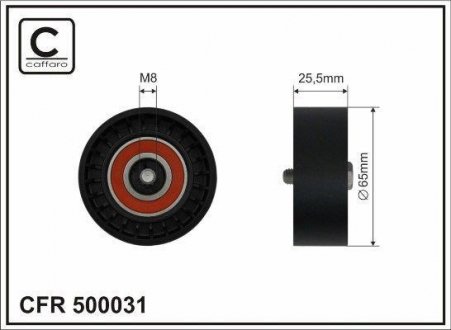 Паразитний / провідний ролик, поліклиновий ремінь CAFFARO 500031 (фото 1)