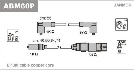 Провода в/в (каучук Cooper/L 56cm) VW Golf III-IV 1.6 Janmor ABM60P