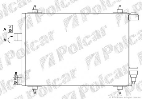 Радіатор кондиціонера Peugeot 407 1.6HDI 04- Polcar 5748K8C1 (фото 1)