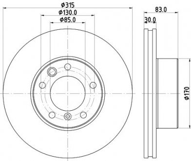Тормозной диск перед. MB W460/W461/W463 79- 2.3 -6.0 Pro HC HELLA 8DD 355 132-151 (фото 1)